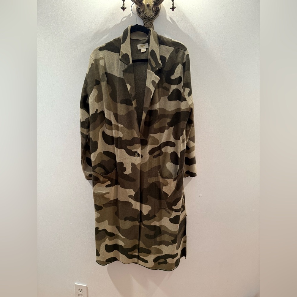 Maeve by Anthropologie Camo Knit Long Sweater Long Cardigan Sweater Size Large